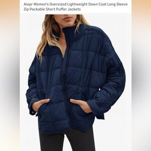 Aiopr Women's Oversized Lightweight Down Coat Long Sleeve, Size M